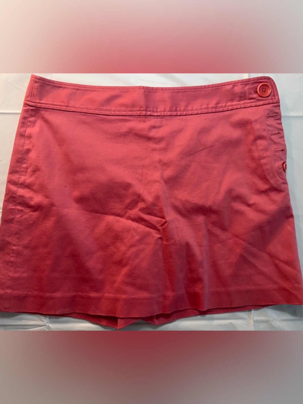 Ann Taylor Coral Pink Skort with Side Button Accent